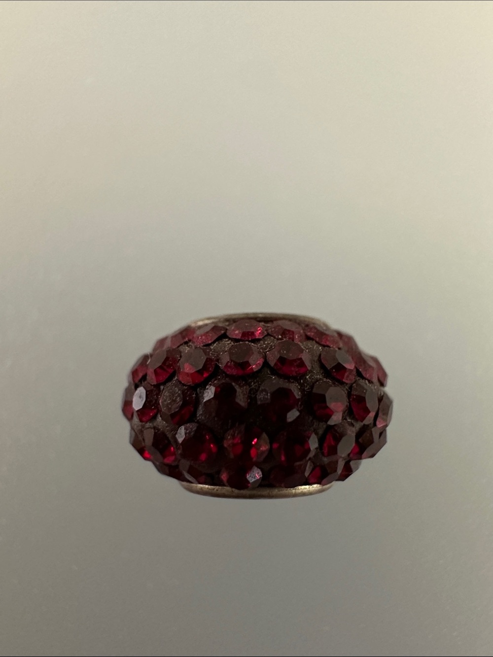 925 sterling Silver Red Crystal Pave Bead Charm